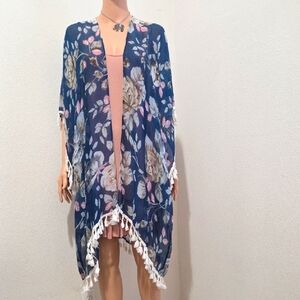 Floral Kimono with Tassels